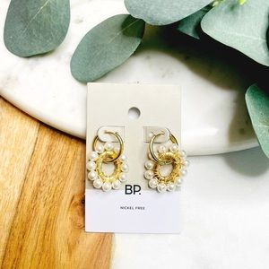 BP. Double Faux Pearl Hoop Earrings